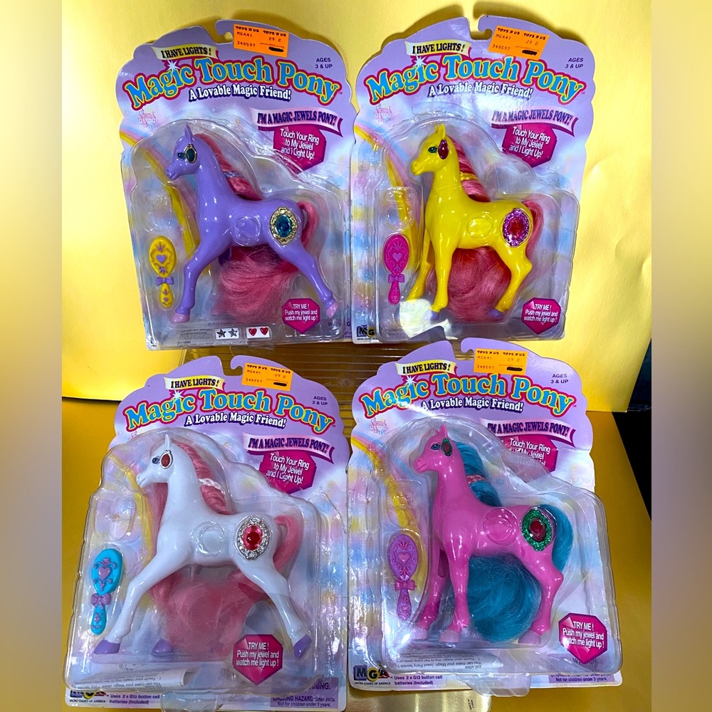 MAGIC TOUCH PONY VTG 90s MAGIC JEWELS PONIES, LIGHT UP & BLINK COLLECTION OF 4